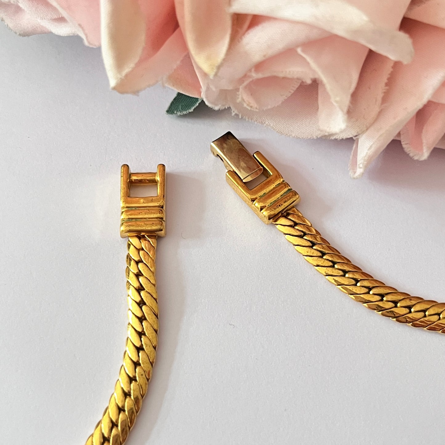 1970s Blue Enamel Pink Diamanté Gold Plated Collar Necklace