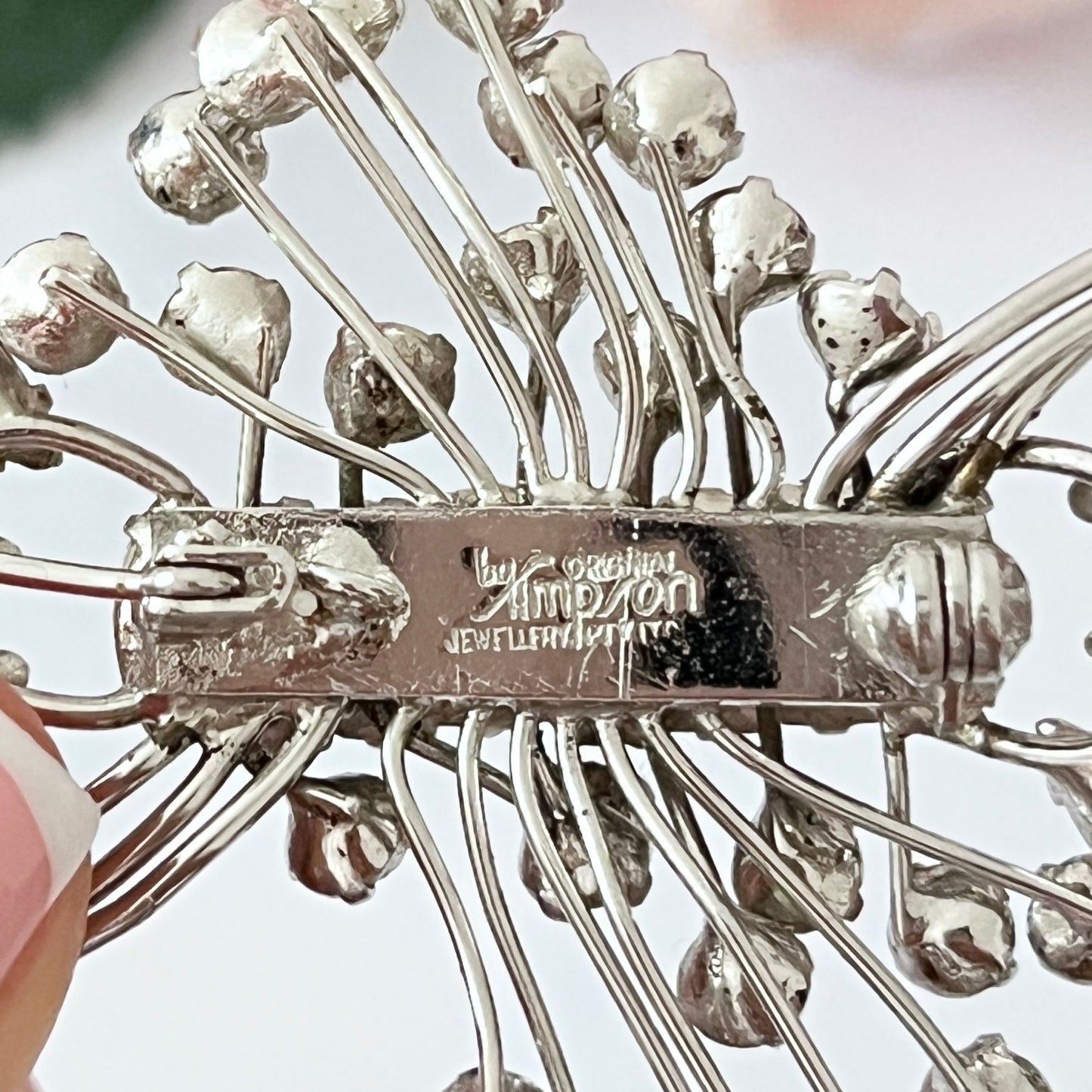 1940s Donald Simpson Silver Tone Paste Brooch