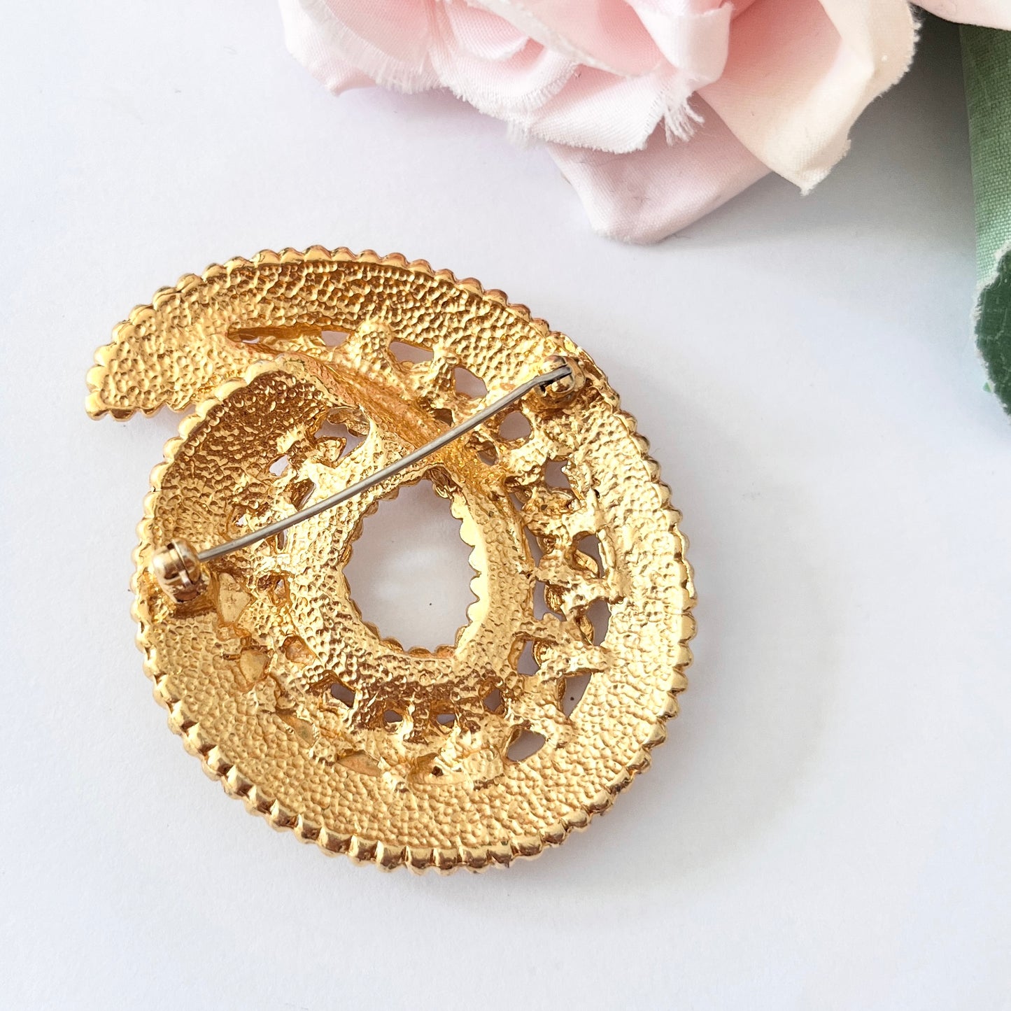1980s Gold Plated Statement Swirl Brooch