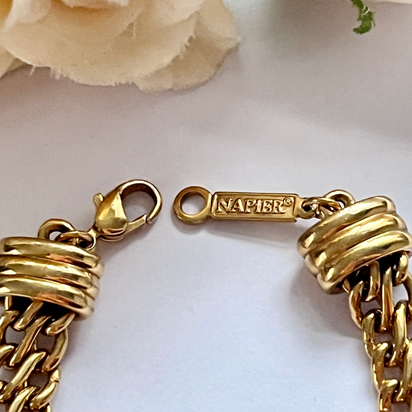 1980s Napier Gold Plated Chunky S Link Chain Bracelet