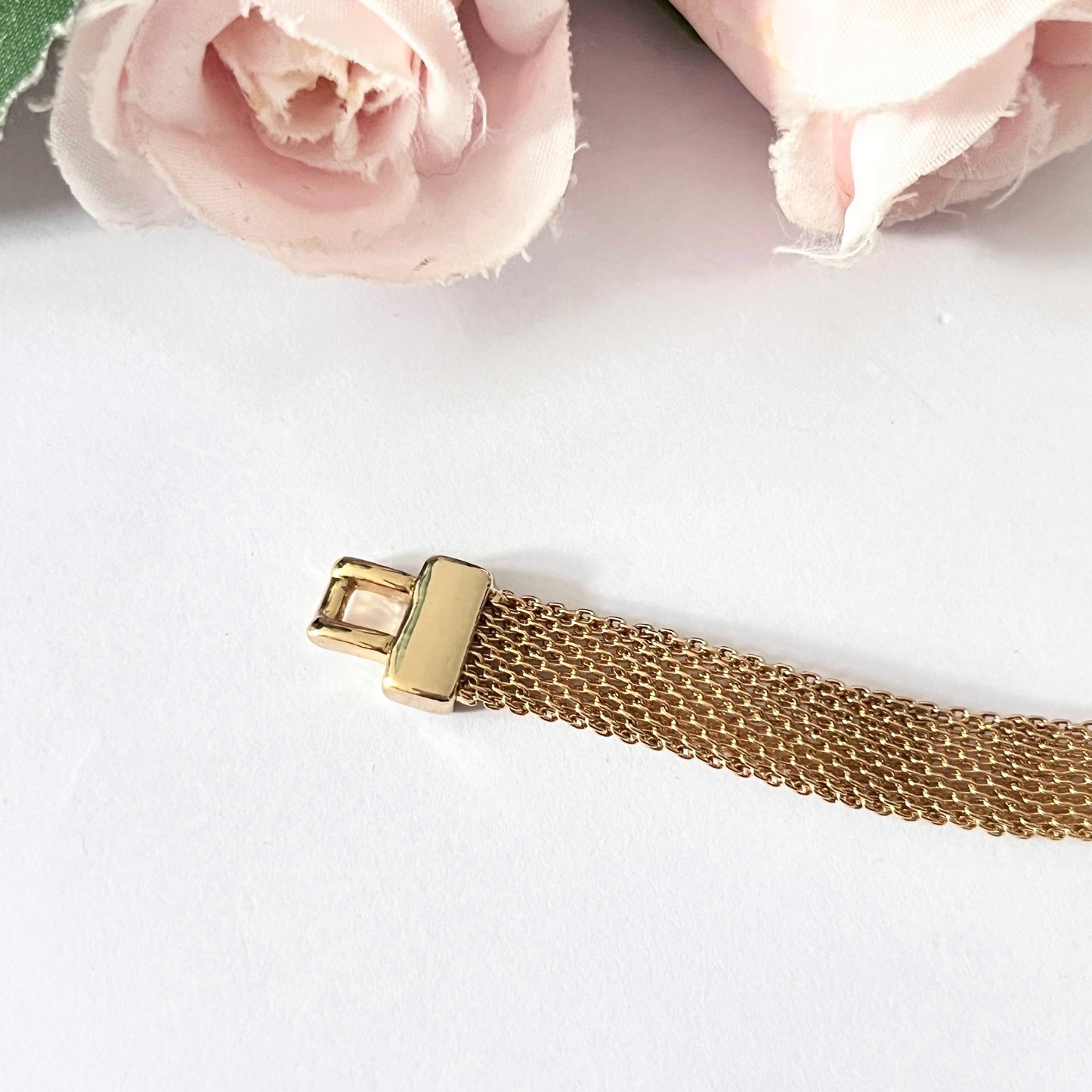 1960s Gold Plated Diamanté Buckle Bracelet