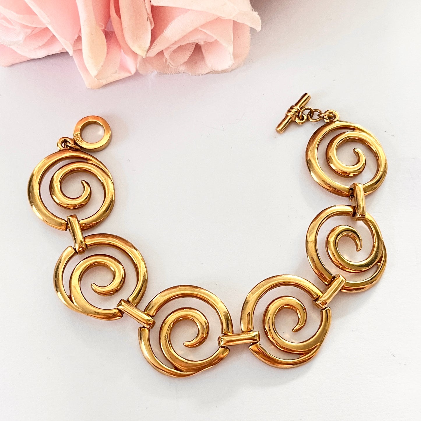 1960s Napier Gold Plated Swirl Chain Bracelet