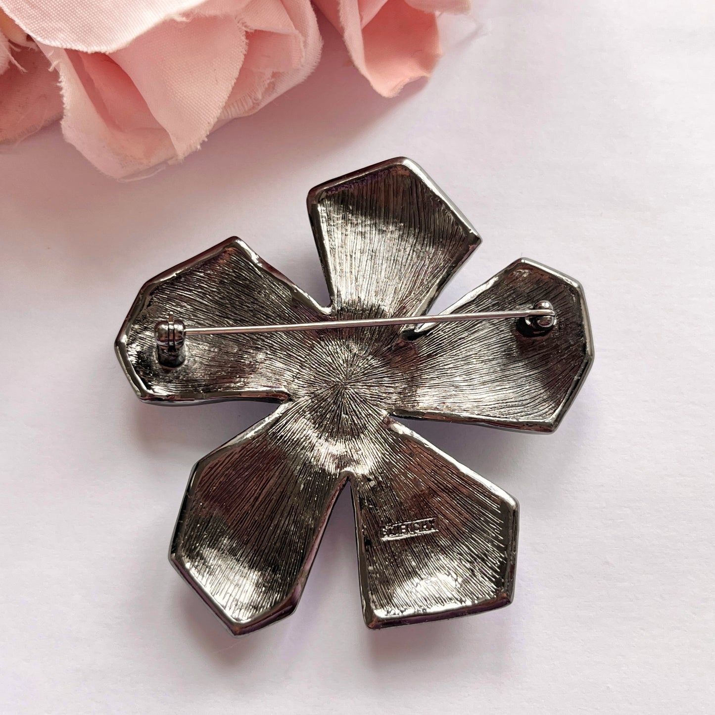 1990s Givenchy Blue Diamanté Flower Brooch