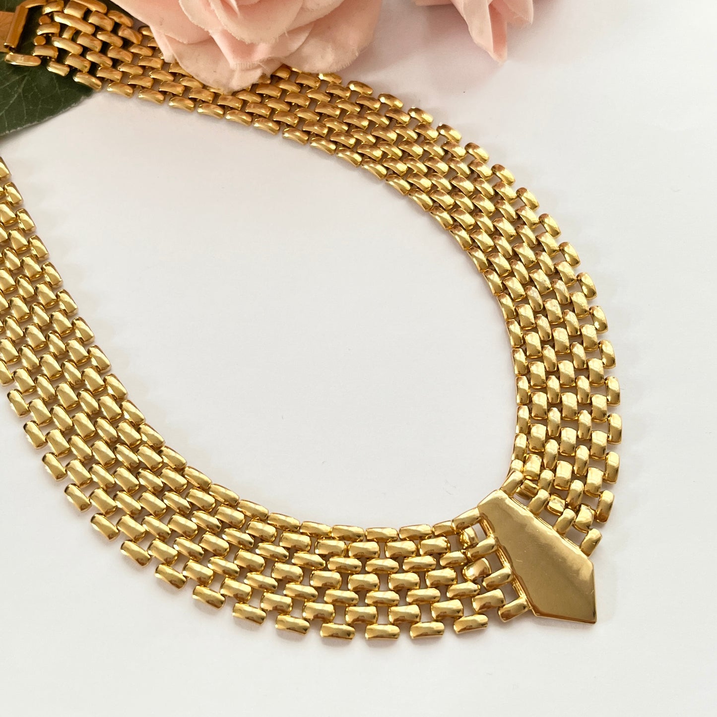 1980s Gold Plated Statement Collar Necklace