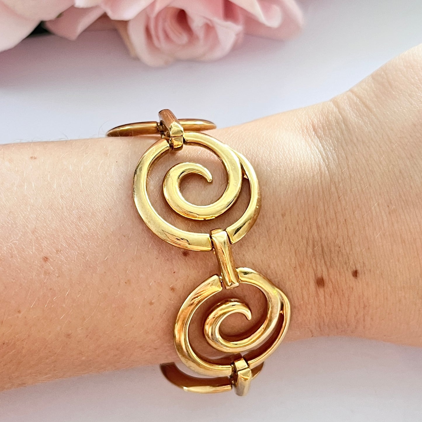 1960s Napier Gold Plated Swirl Chain Bracelet