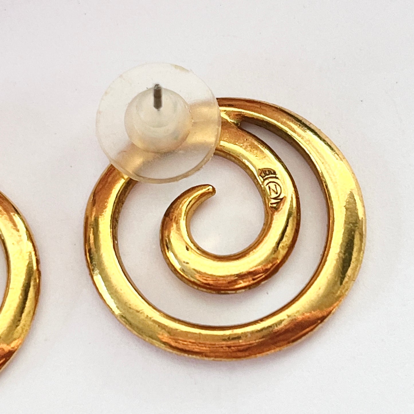 1960s Napier Gold Plated Swirl Pierced Statement Earrings