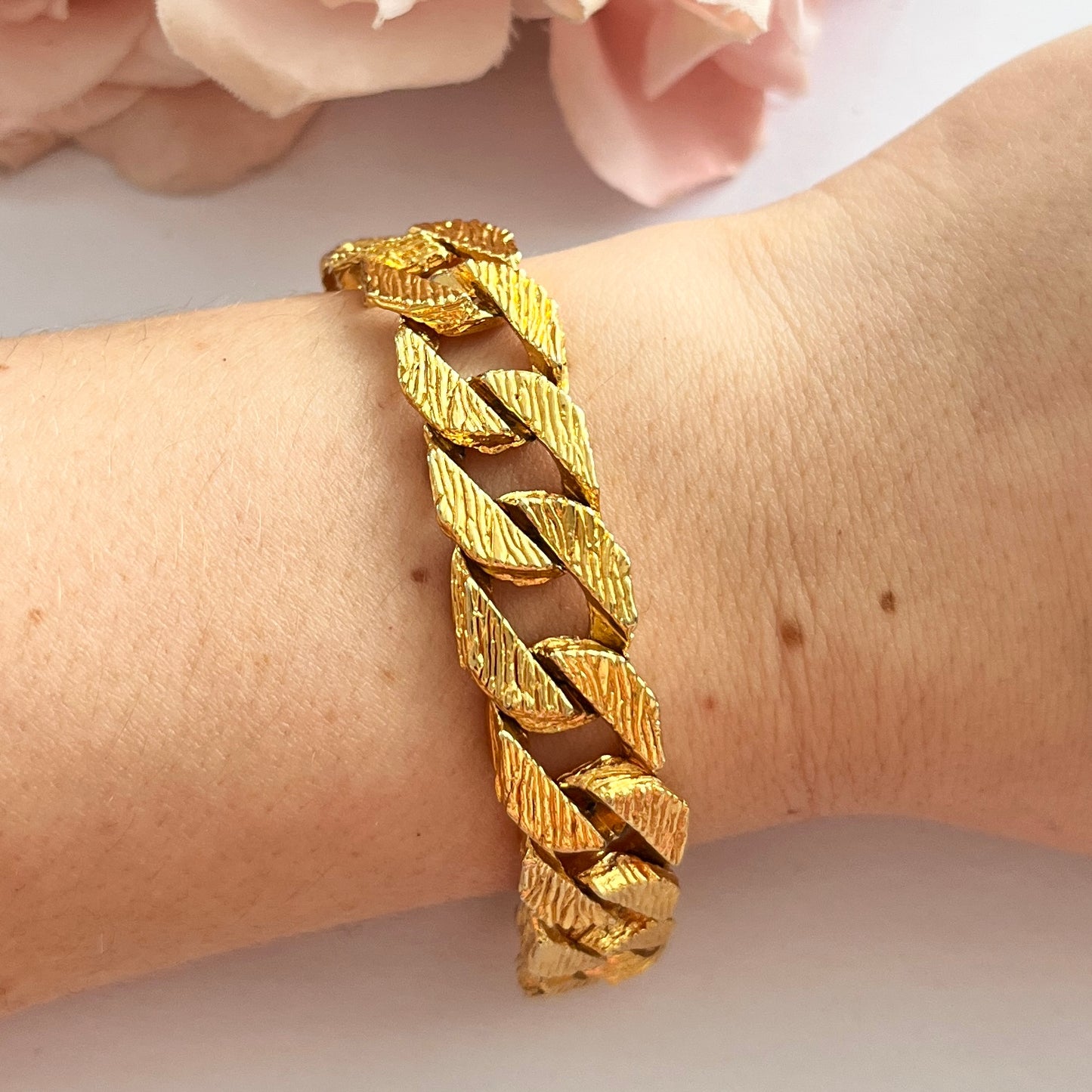 1980s Gold Plated Curb Link Chain Bracelet
