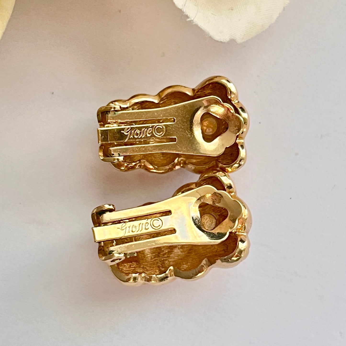 1980s Grossé Gold Plated Diamanté Clip On Earrings