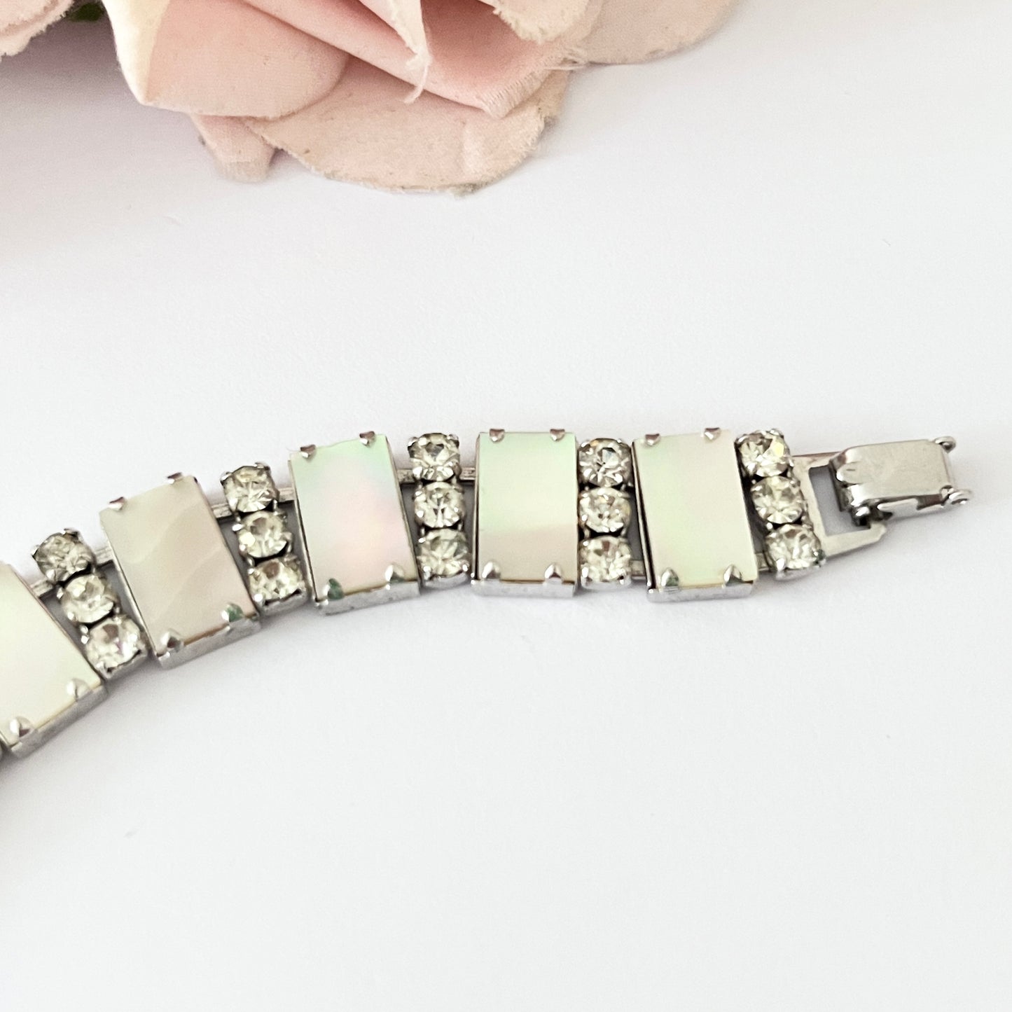 1940s Mother of Pearl and Diamanté Bracelet