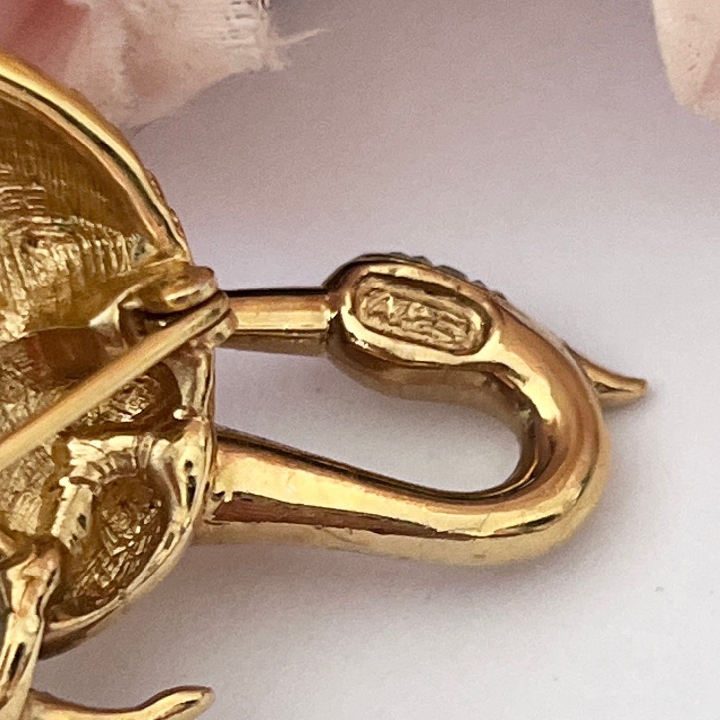 1980s Attwood & Sawyer Stork Green Wnamel Swarovski Crystals 22ct Gold Plated Brooch