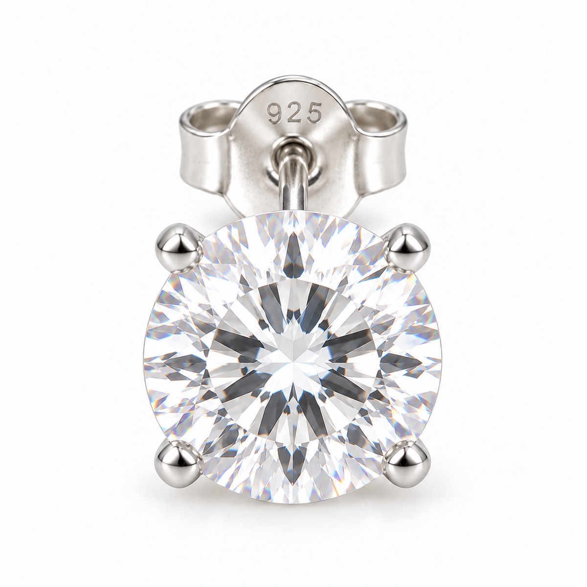 Sterling Silver 10mm Round Cubic Zirconia Stud Earrings