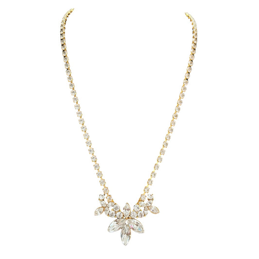 1980s Monet Diamanté Gold Plated Statement Necklace