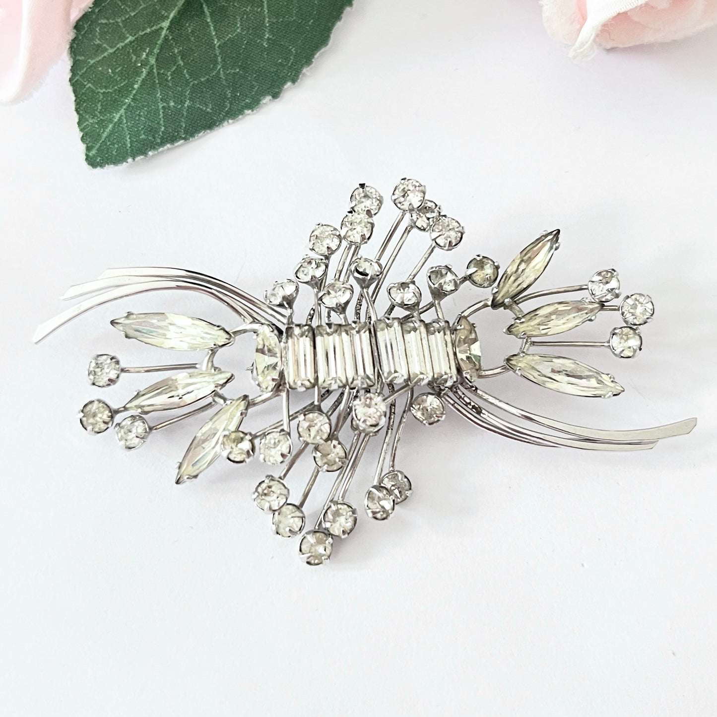 1940s Donald Simpson Silver Tone Paste Brooch