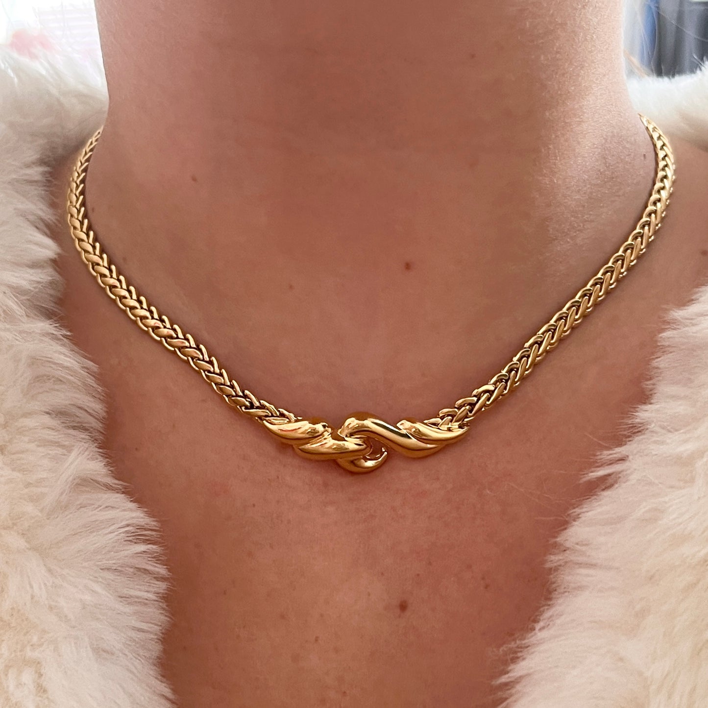 1980s Gold Plated Collar Chain Necklace