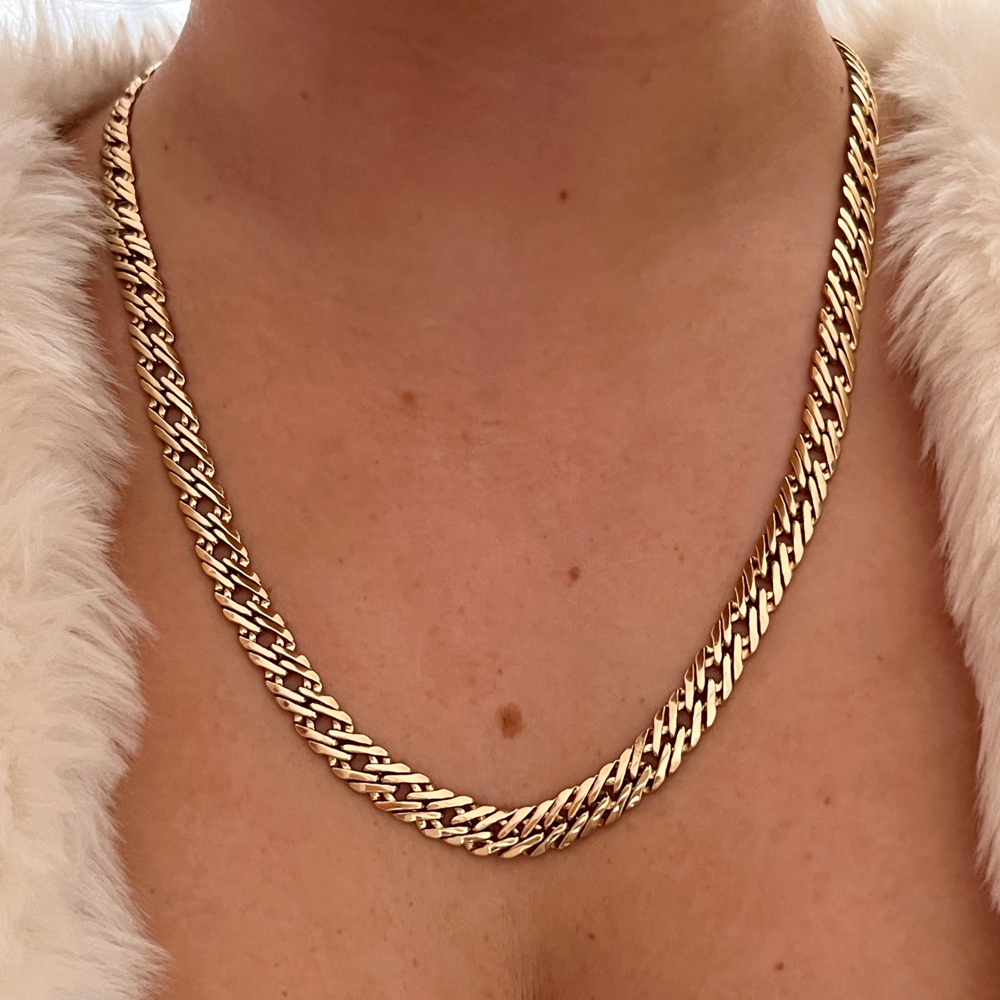 1980s Gold Plated Double Curb Link Chain Necklace