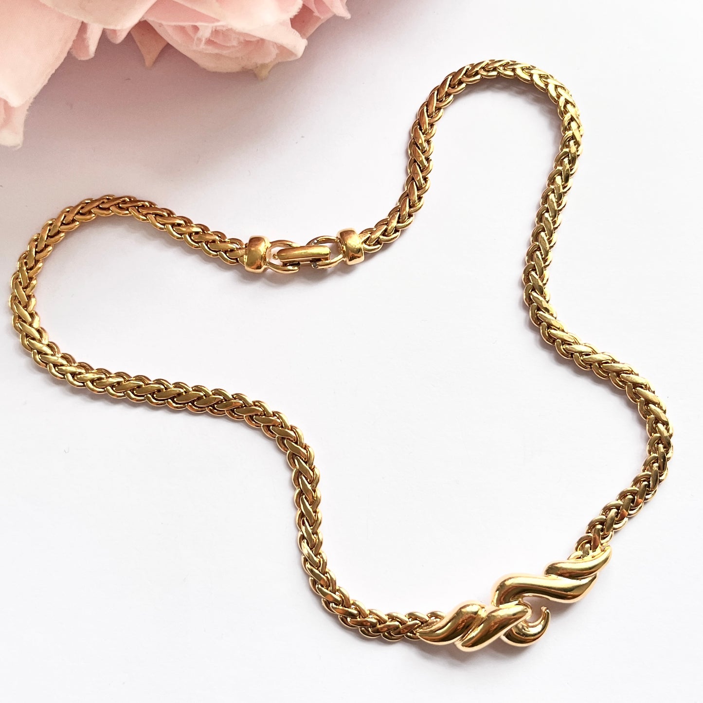 1980s Gold Plated Collar Chain Necklace