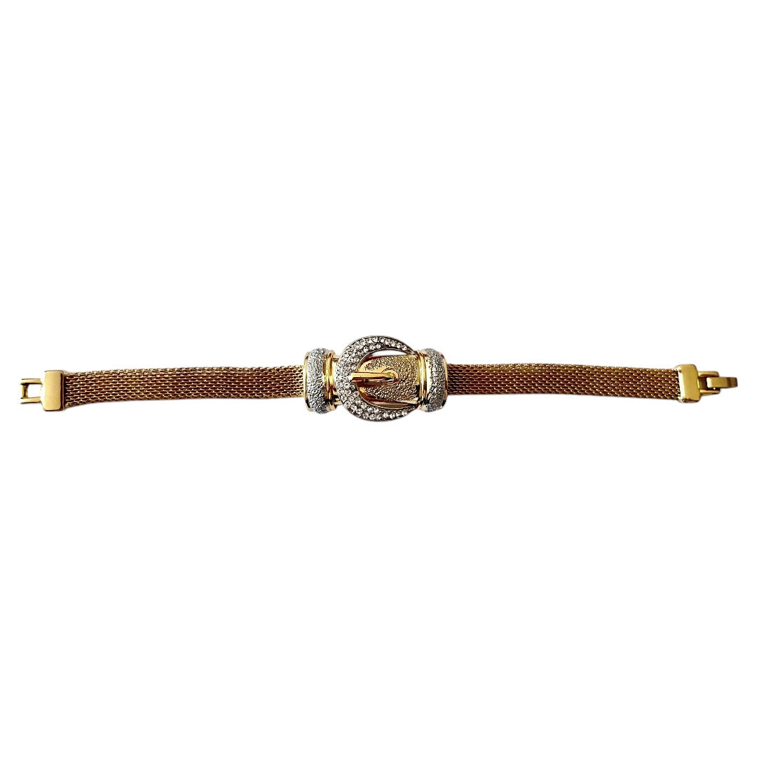 1960s Gold Plated Diamanté Buckle Bracelet