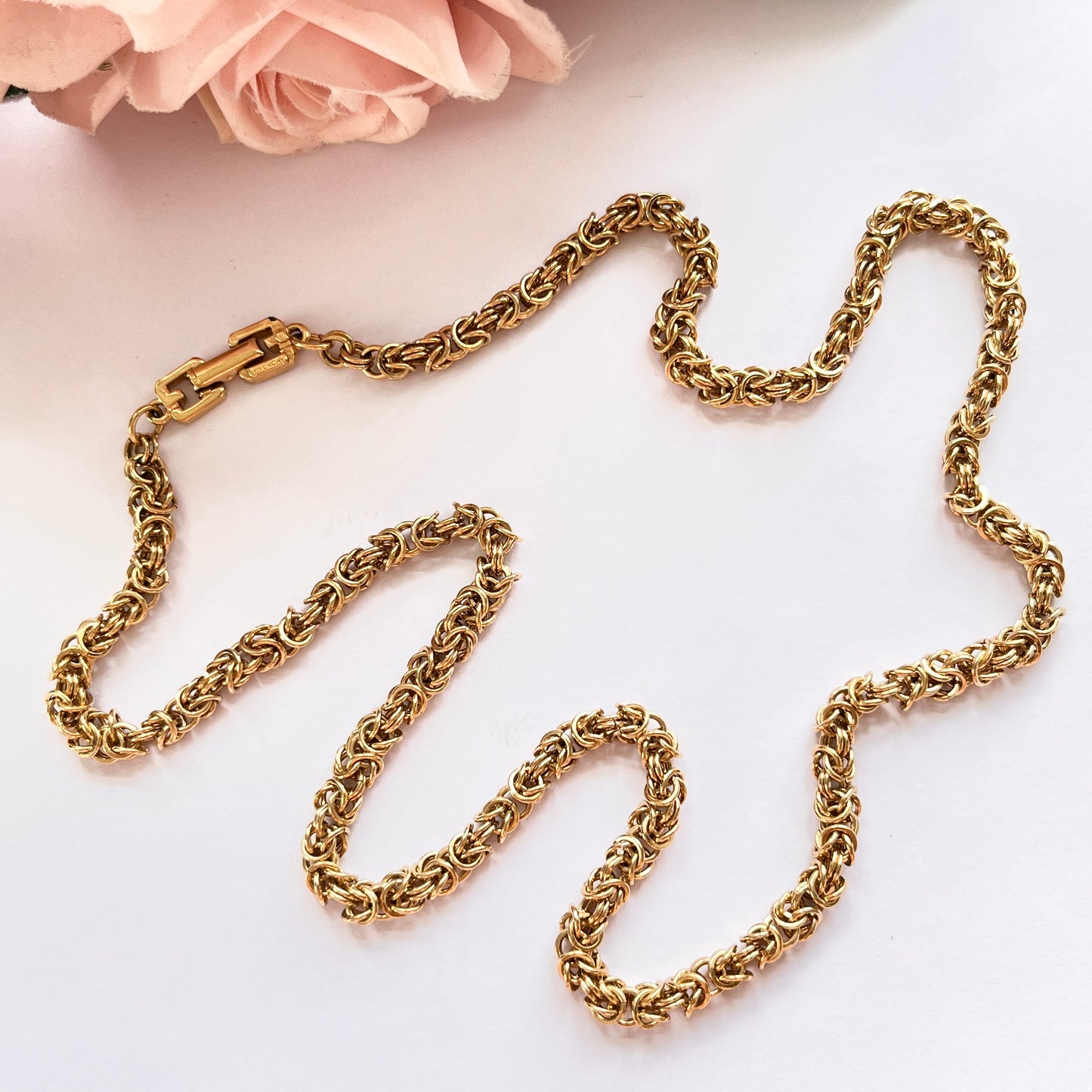 1980s Givenchy Gold Plated Byzantine Chain Necklace