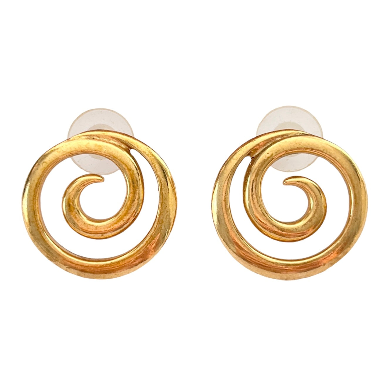 1960s Napier Gold Plated Swirl Pierced Statement Earrings