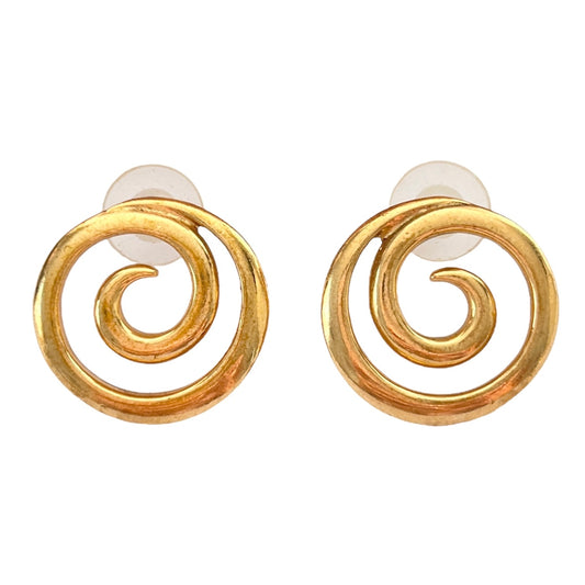 1960s Napier Gold Plated Swirl Pierced Statement Earrings