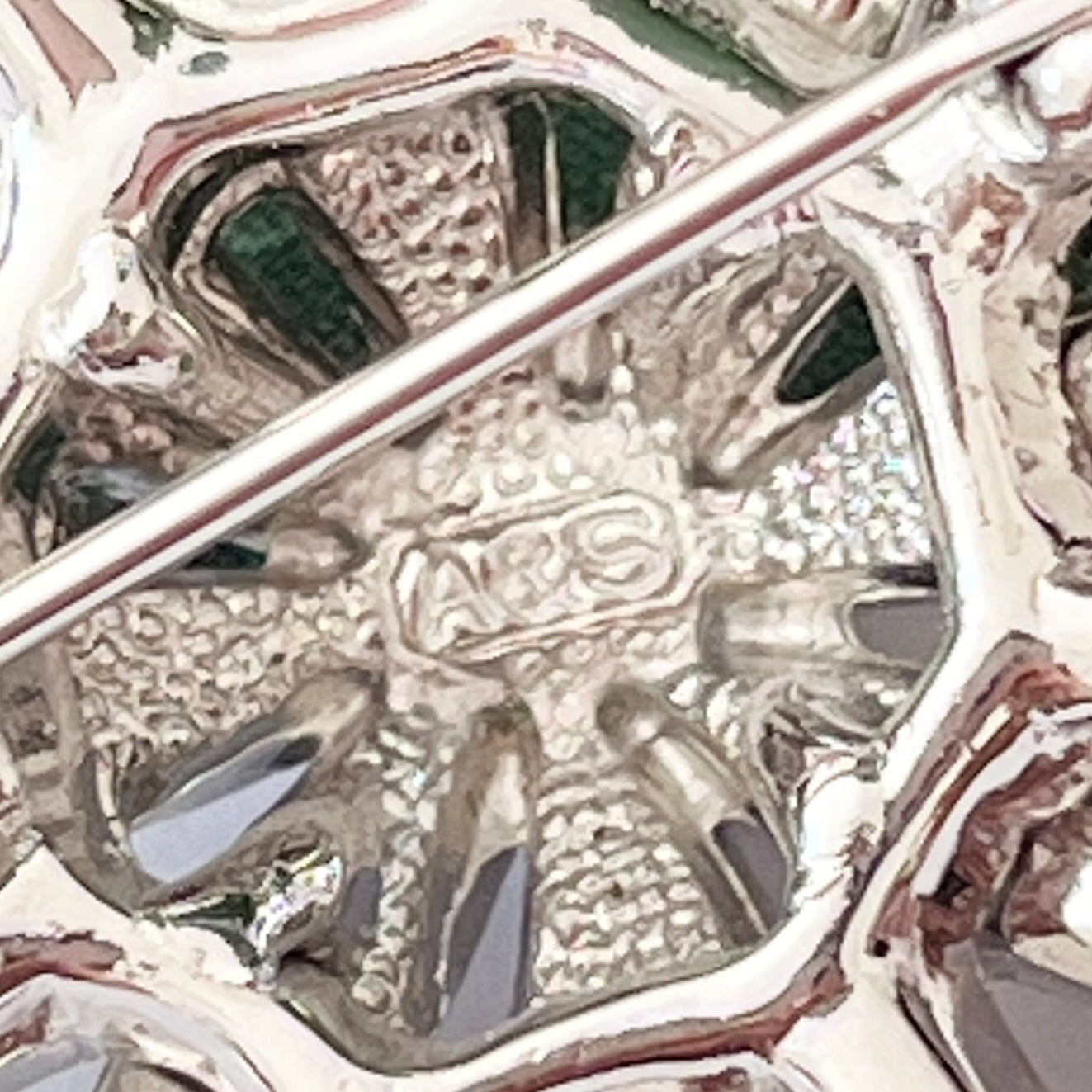 1980s Attwood & Sawyer Silver Tone Star Burst Diamanté Brooch