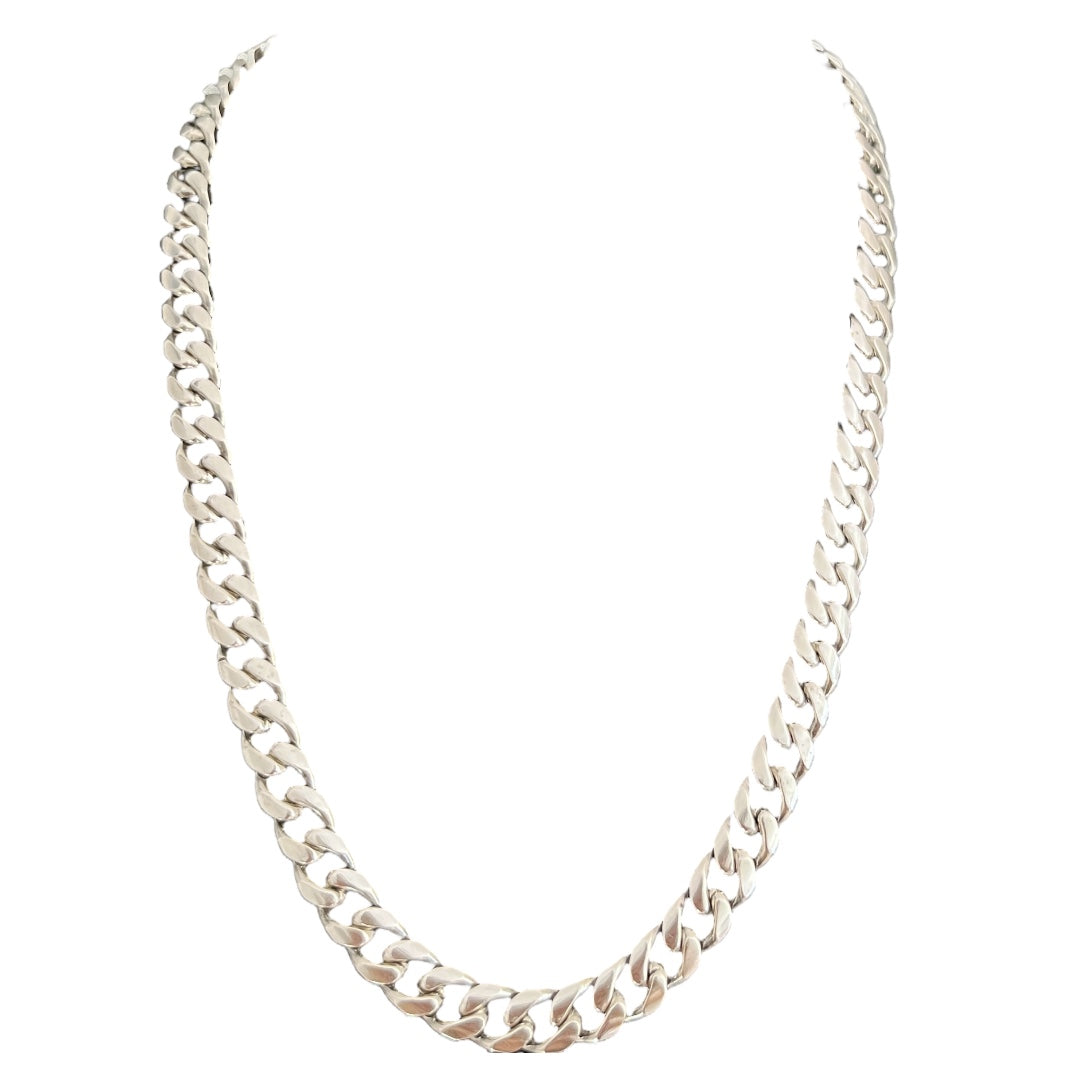 1980s Italian Sterling Silver Curb Chain Necklace