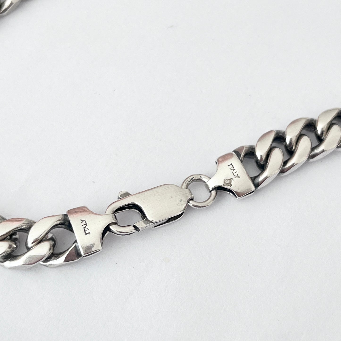 1980s Italian Sterling Silver Curb Chain Necklace