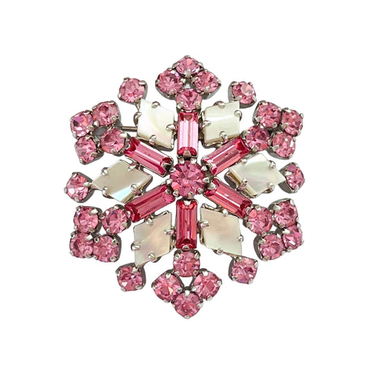 1940s Pretty Pink Mother Of Pearl Star Brooch