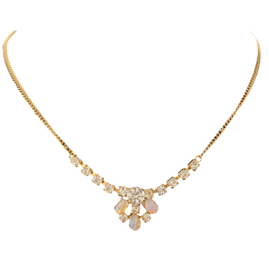 1920s Pretty Pink Fire Opal Glass Necklace
