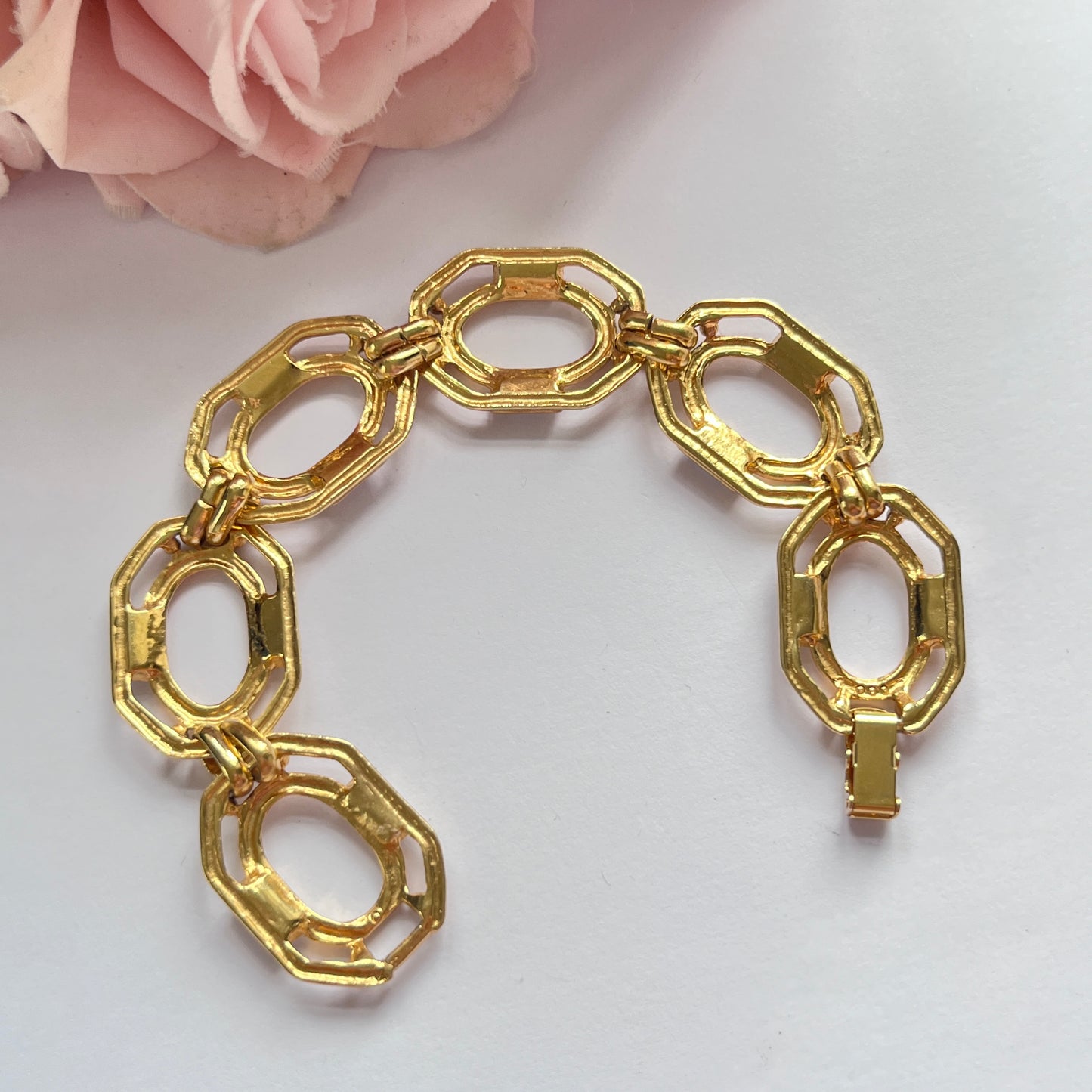 1980s Gold Plated Diamanté Chain Bracelet