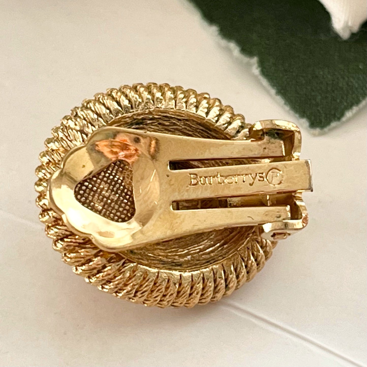 1980s Burberry Gold Plated Diamanté Clip On Earrings