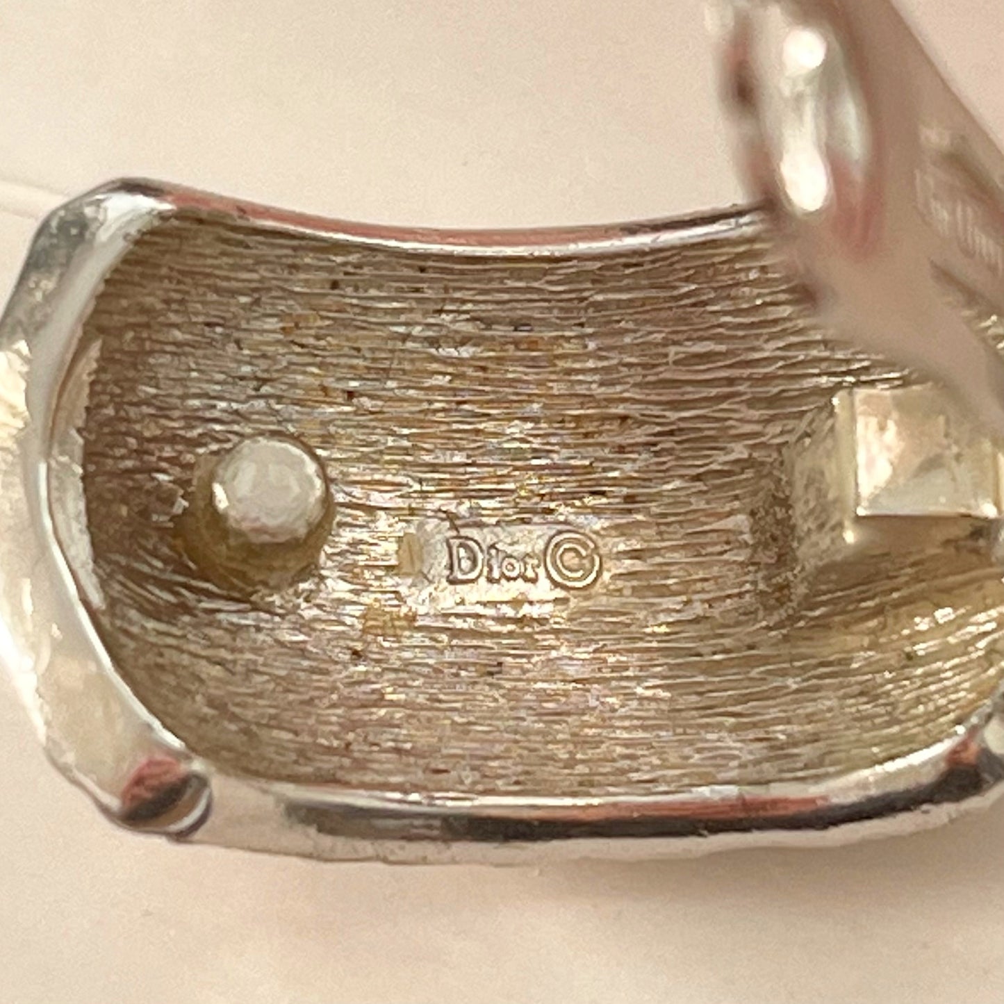 1980s Christian Dior Germany Silver Plated Monogram Clip On Earrings