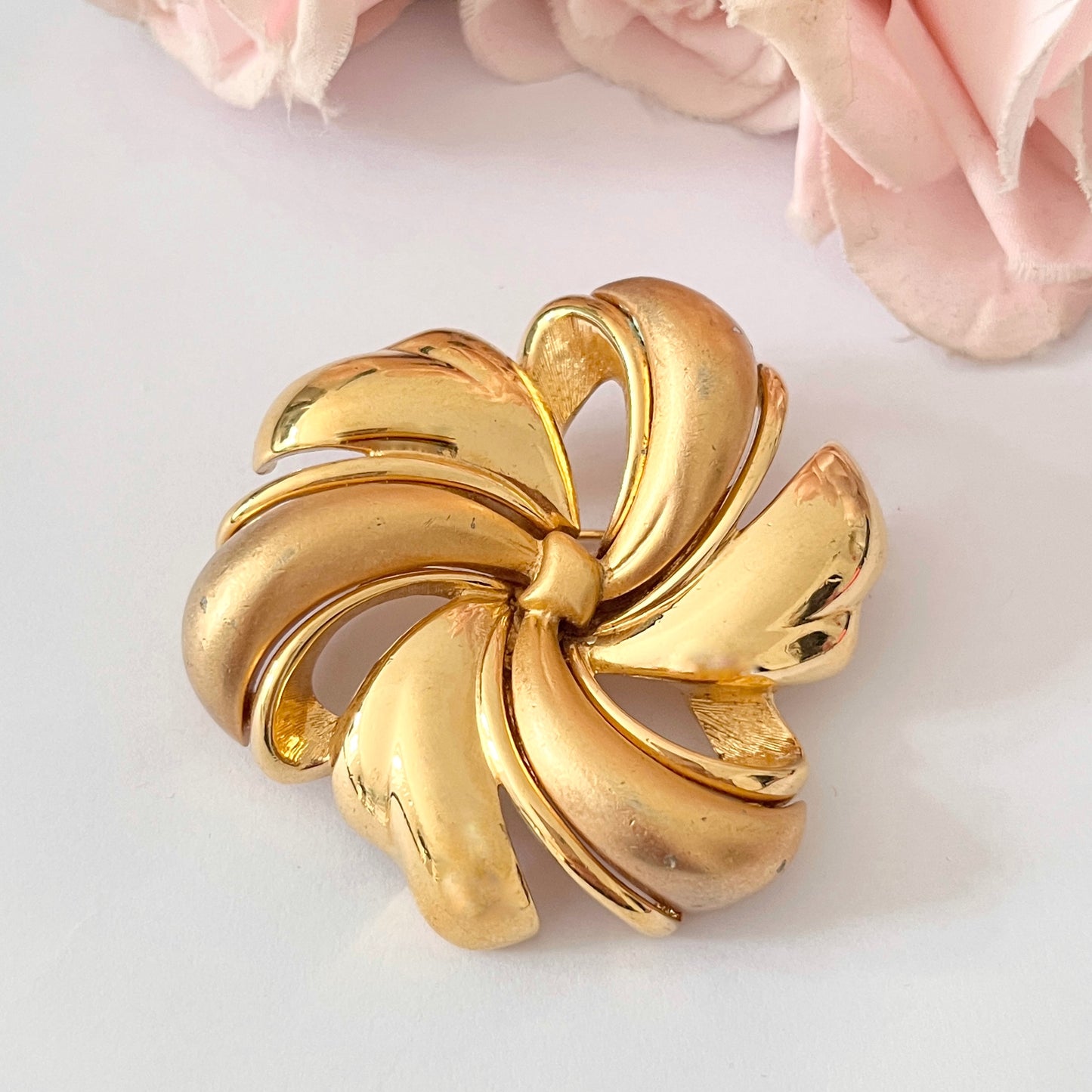 1960s Monet Brushed Gold Plated Brooch