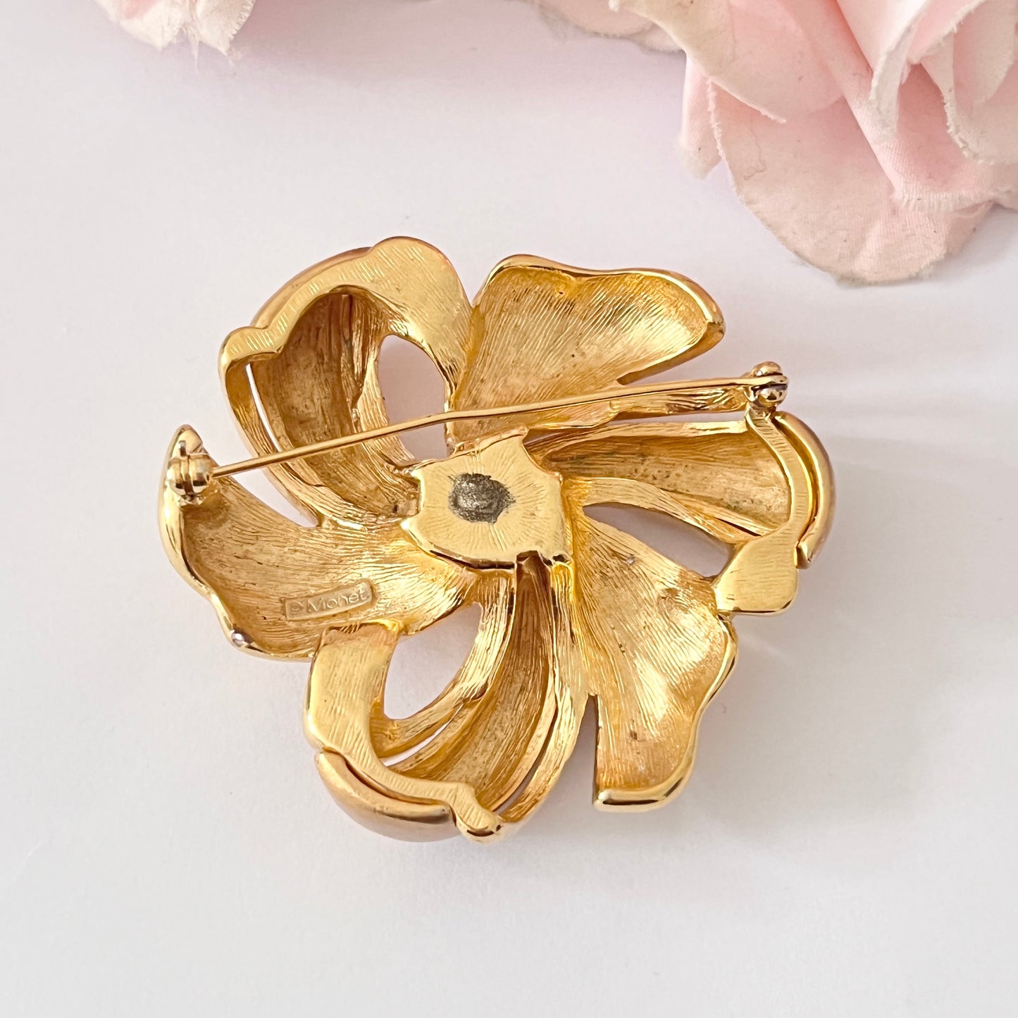 1960s Monet Brushed Gold Plated Brooch