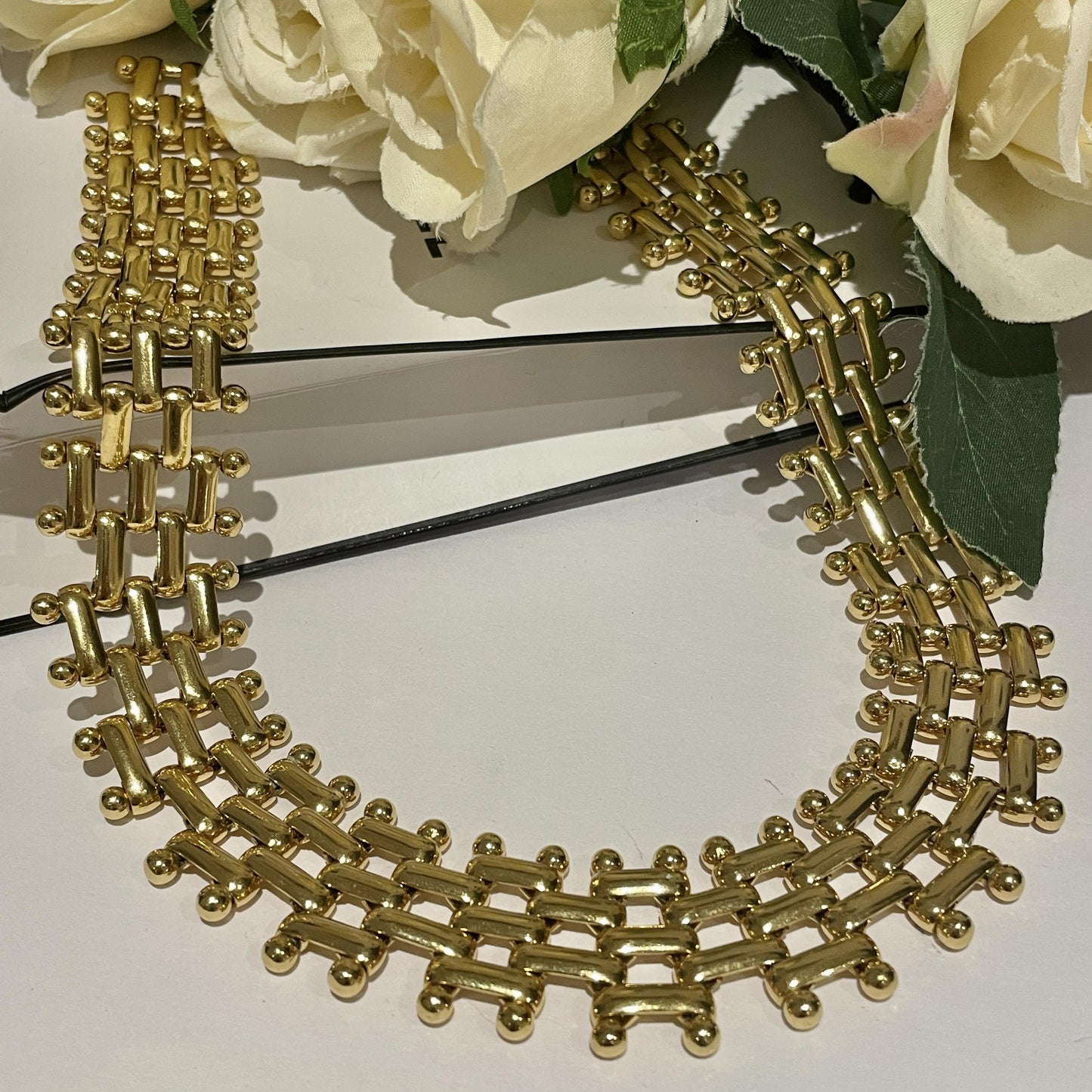 1980s Monet Gold Plated Statement Collar Necklace