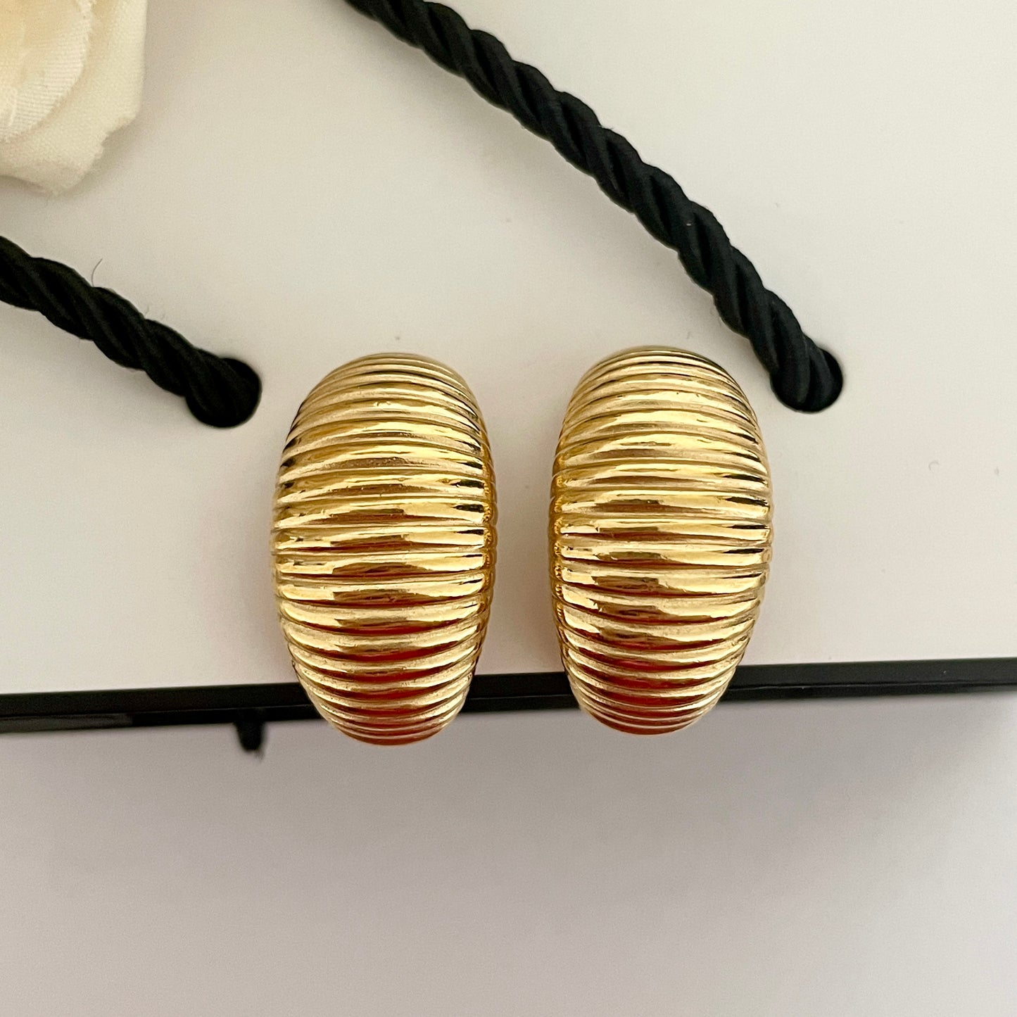 1980s Dior Classic Gold Plated Clip On Earrings