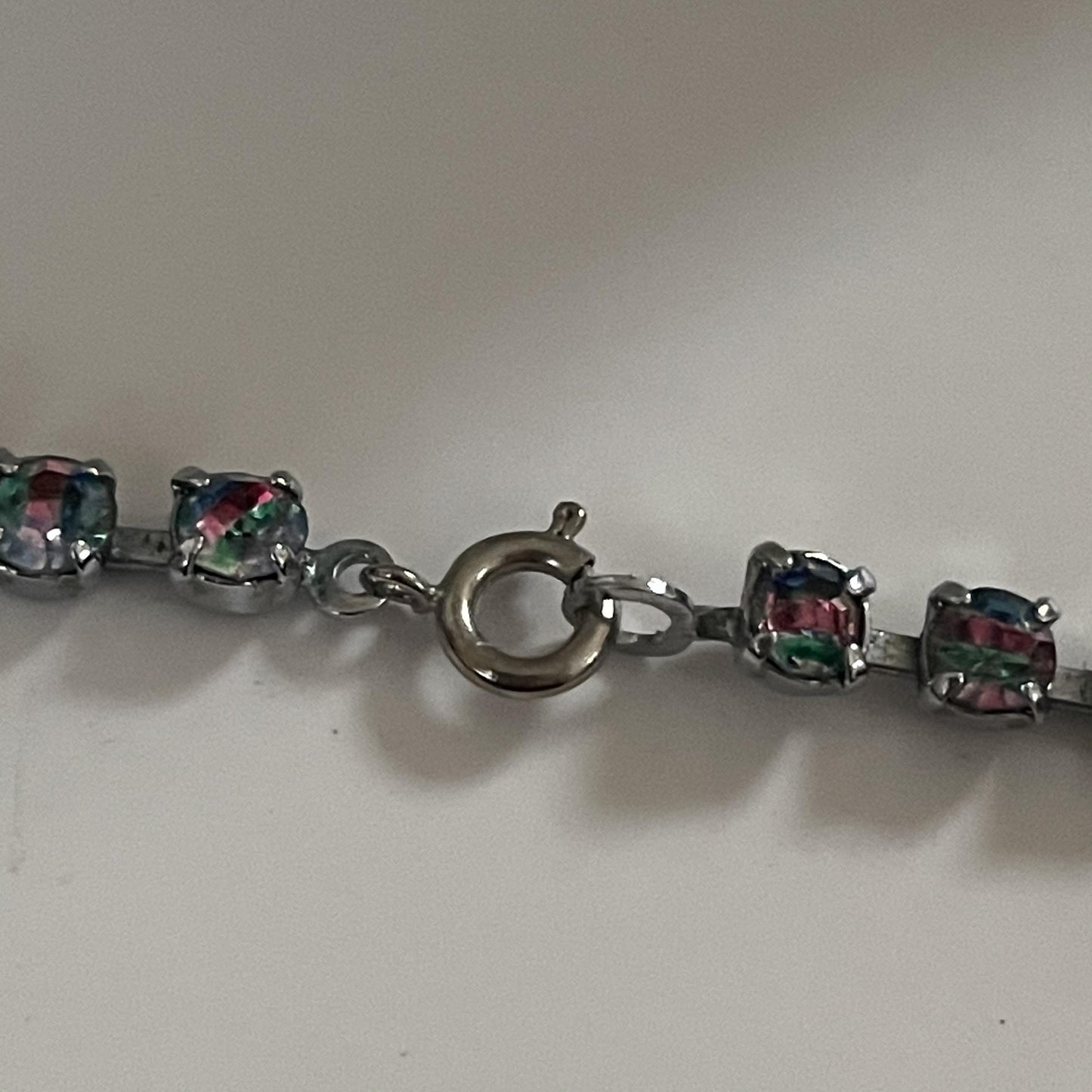 Pretty Art Deco 1930s Iris Rainbow Crystal Necklace