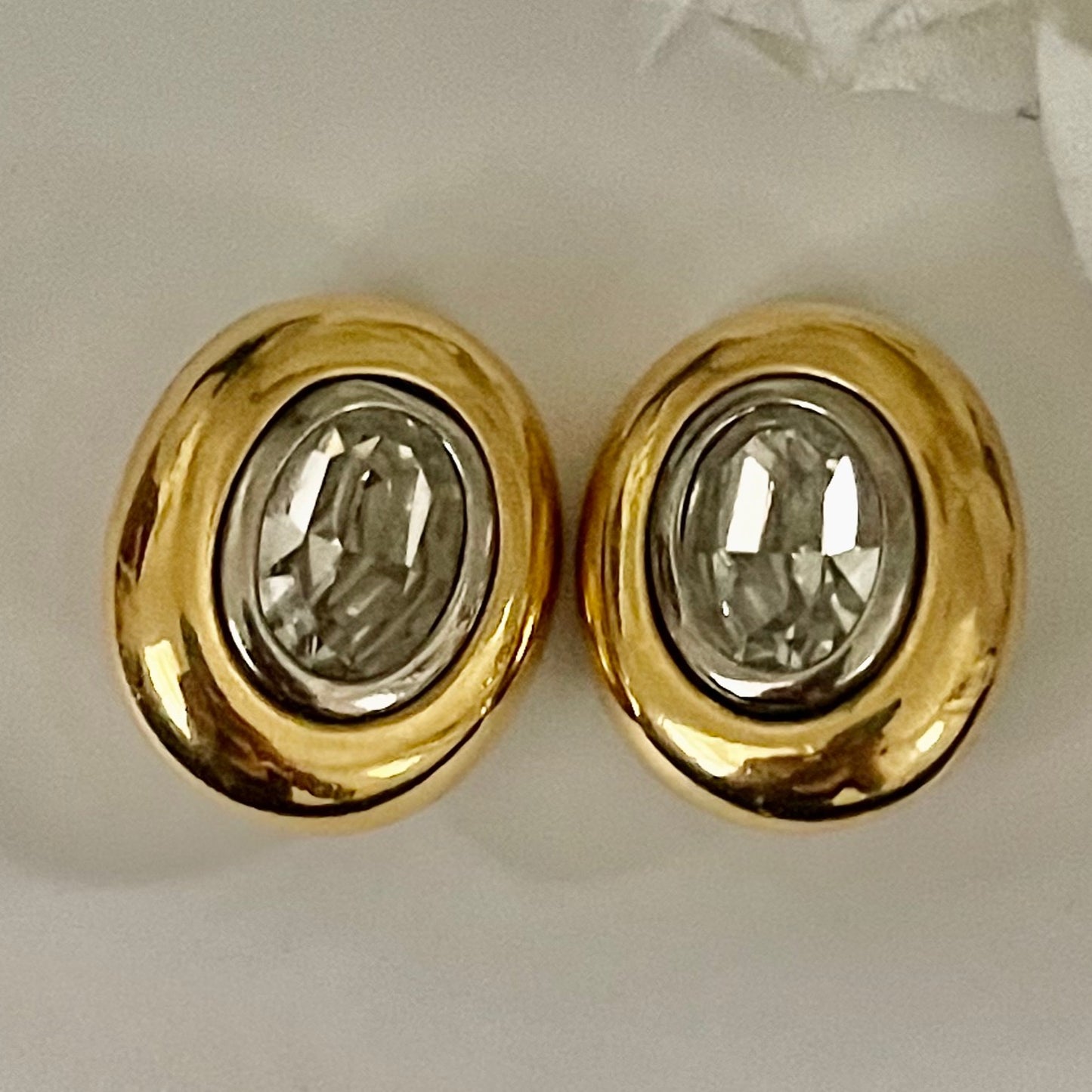 1980s YSL Gold Plated Sparkly Clip On Earrings