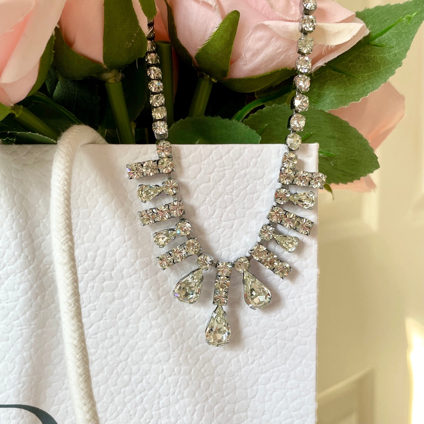 1980s Sparkly Silver Bling Necklace