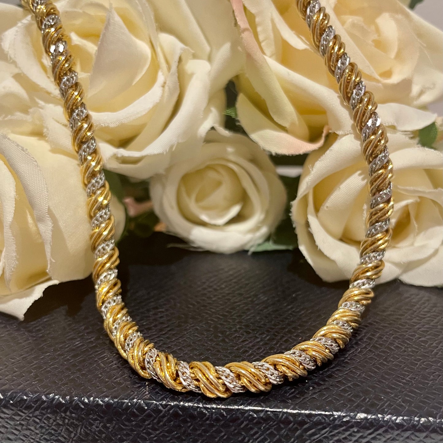 1980s Monet Gold And Silver Plated Rope Necklace