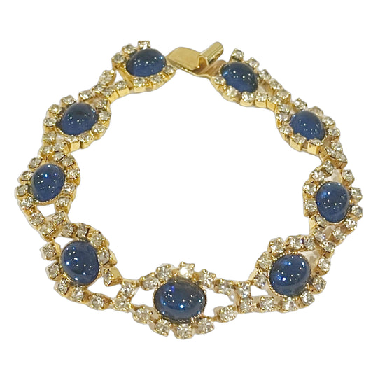 Sparkly 1980s Blue and Silver Diamanté Bracelet