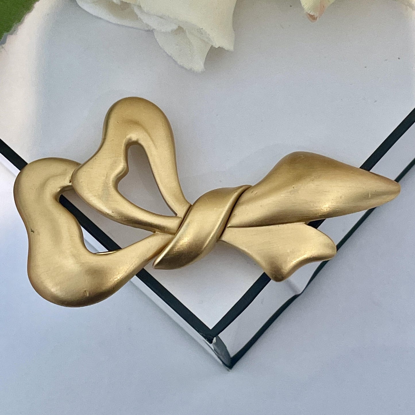 1960s Monet Brushed Gold Plated Bow Brooch