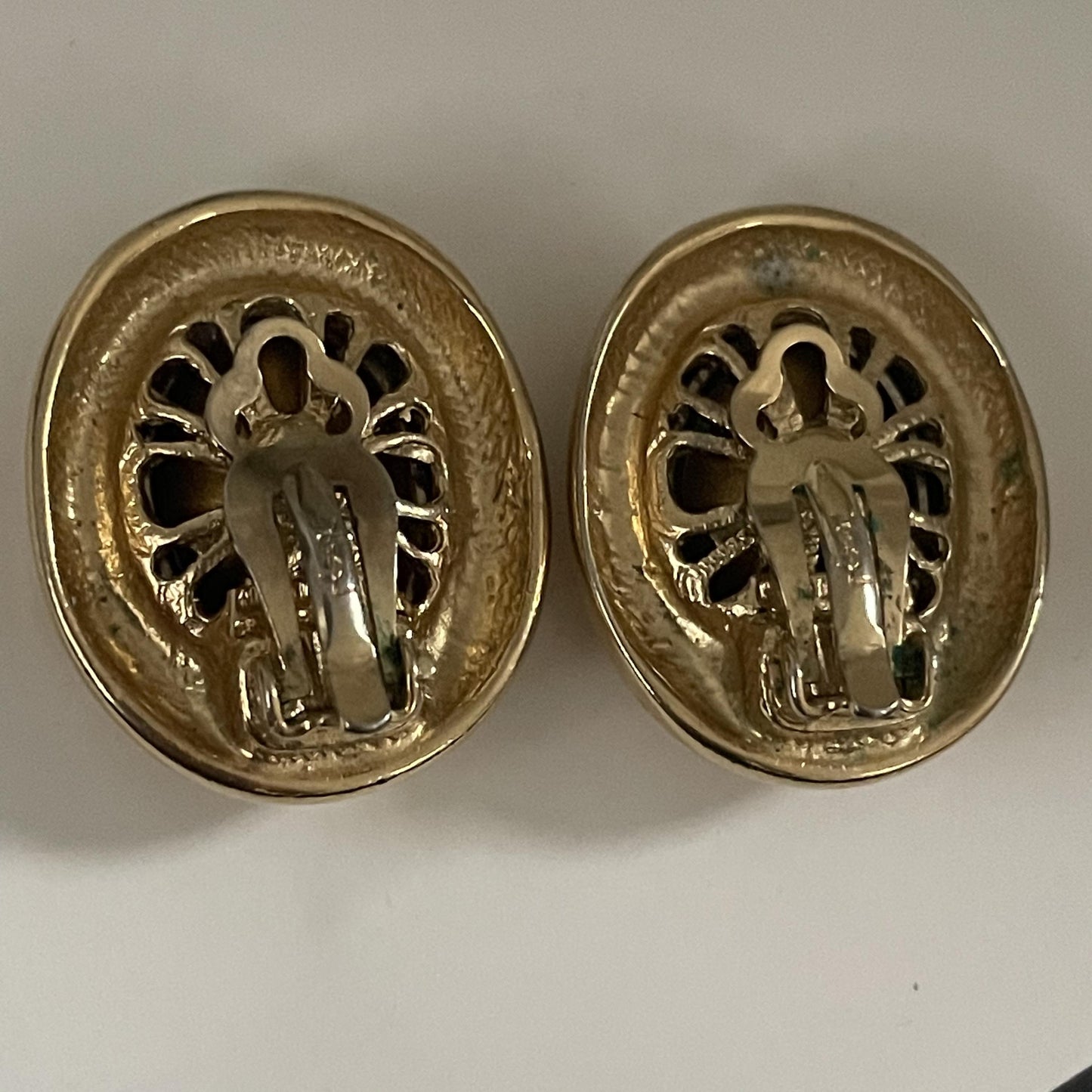 1980s YSL Gold Plated Sparkly Clip On Earrings