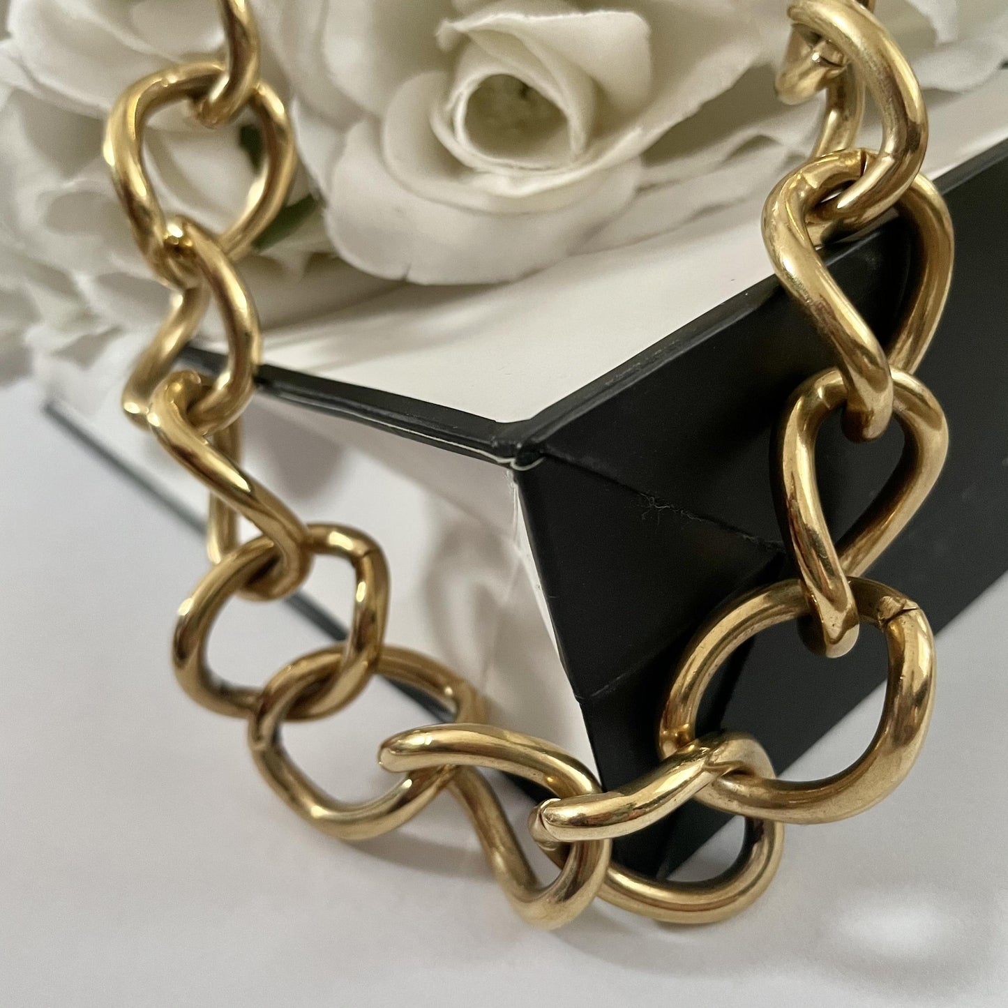 1980s Monet Gold Plated Chunky Chain Necklace