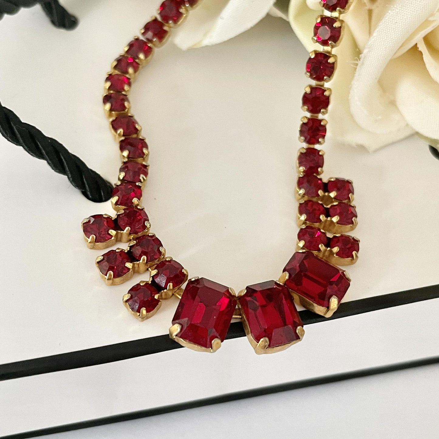 1950s Ruby Red Sparkling Necklace