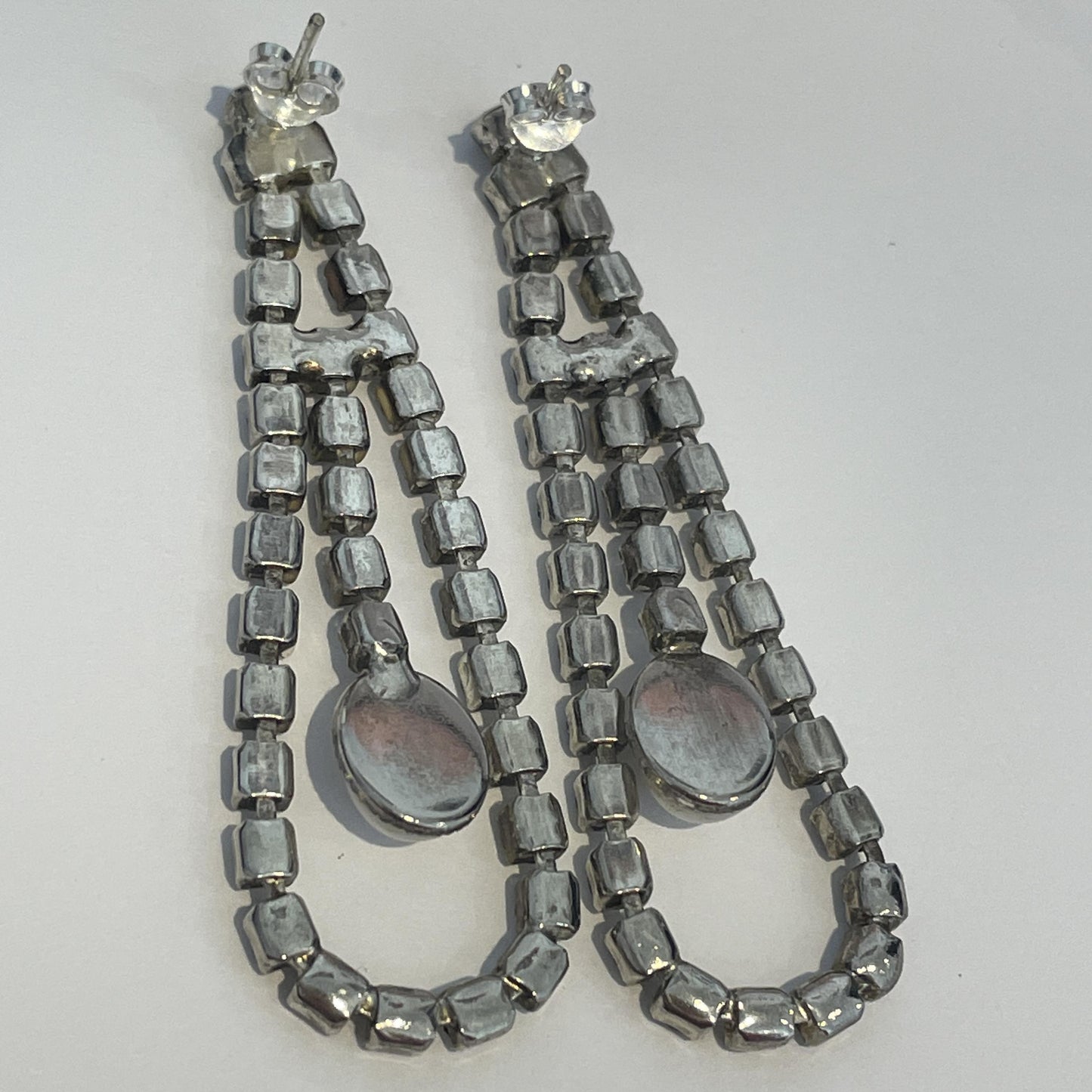 1980s Faux Pearl Diamanté Sparkly Drop Earrings