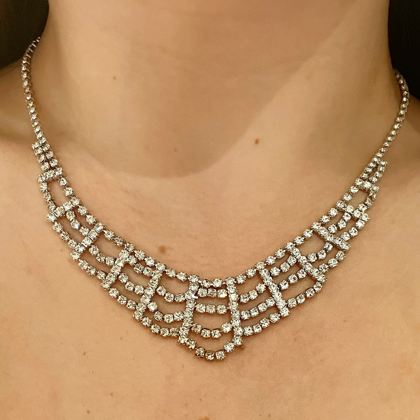 1950s Sparkly Diamanté Statement Necklace