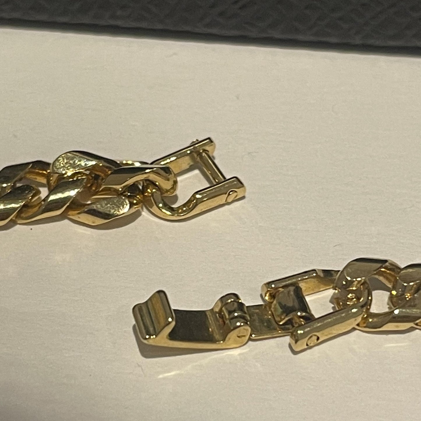 1980s Black Enamel Gold Plated Statement Chain Necklace