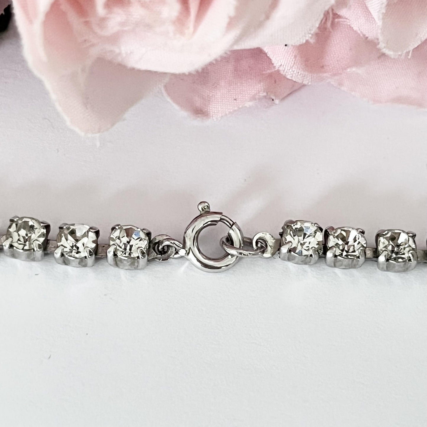 1980s Silver Sparkly Diamanté Necklace