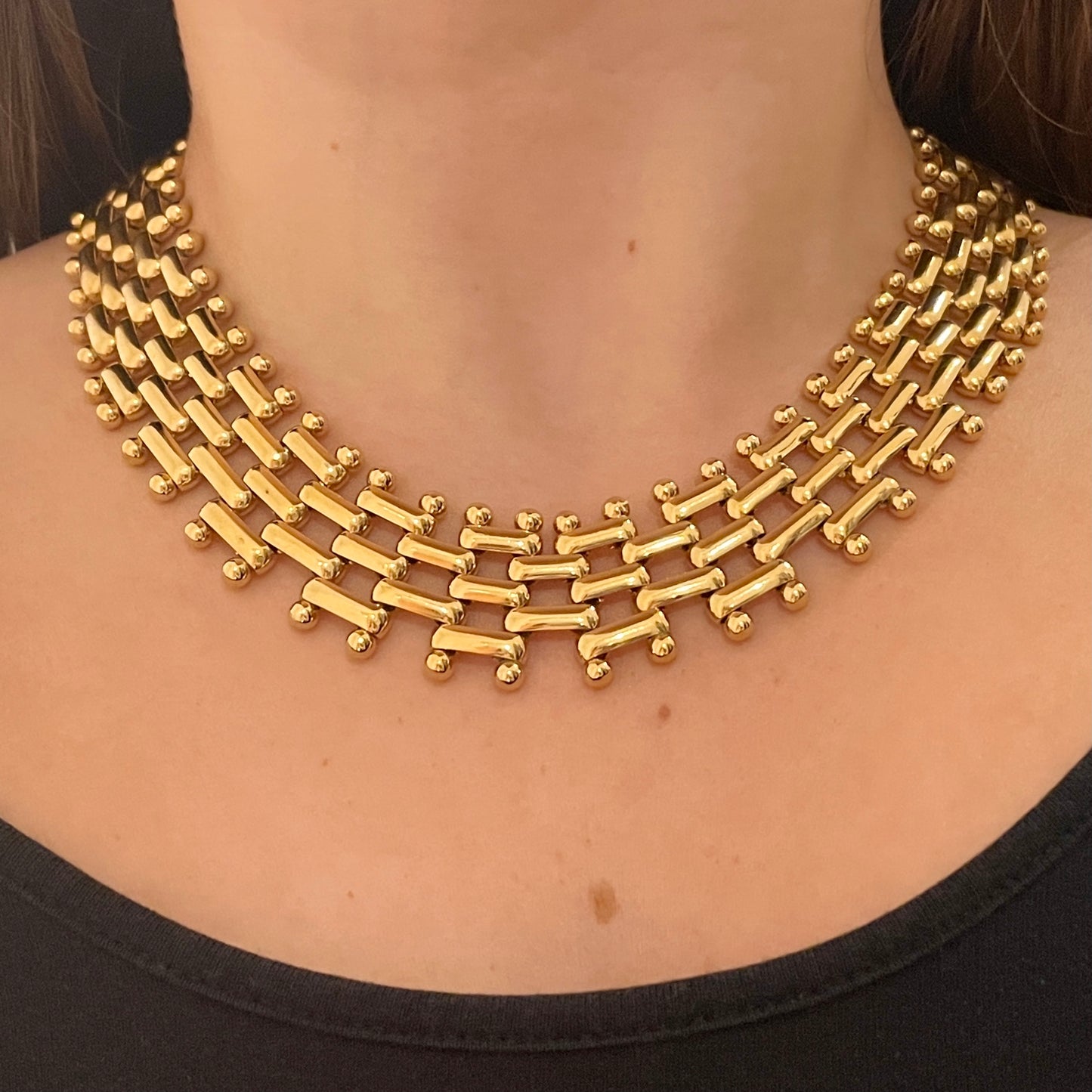 1980s Monet Gold Plated Statement Collar Necklace
